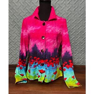 Art Simply by Dolcezza Vibrant Floral Multicolor Women's Lightweight Jacket